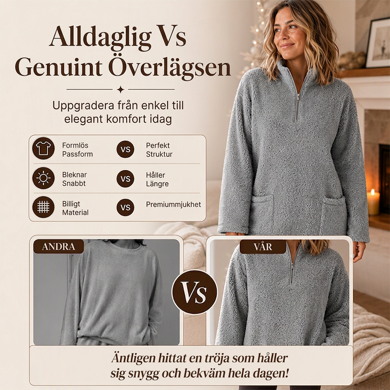 ✨ Plüschtröja för damer med halv dragkedja och fickor – mjuk, bekväm och avslappnad för vardagsbruk 🤎