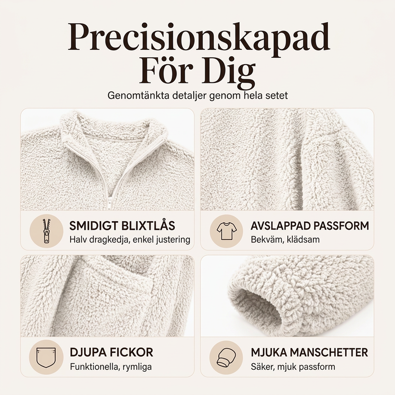 ✨ Plüschtröja för damer med halv dragkedja och fickor – mjuk, bekväm och avslappnad för vardagsbruk 🤎