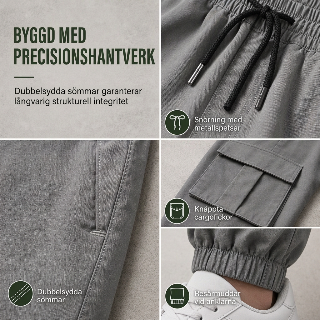 Kvinnors lediga cargo-byxor med flera fickor och dragsko