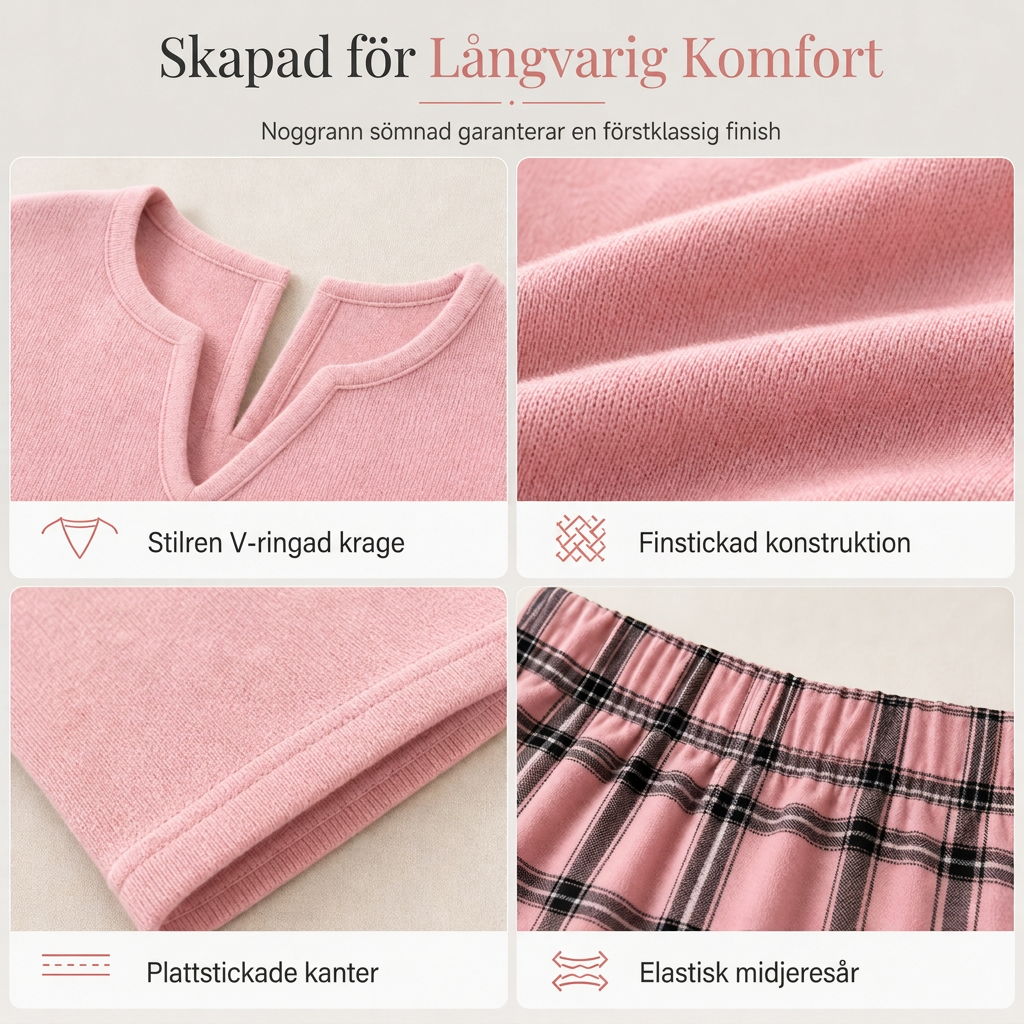 Set med stickad topp och rutiga leggings för kvinnor