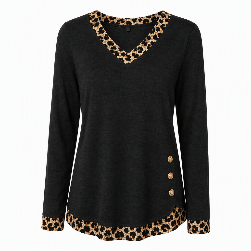📢🎉50 % rabatt!!!🛍️✨Långärmad stickad topp med V-ringning för damer