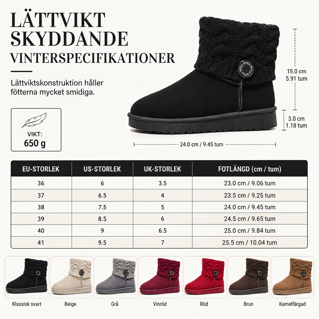 Vinterstövlar för kvinnor, mitten på vaden