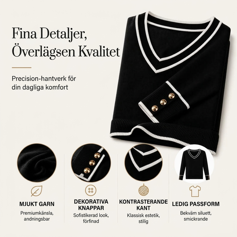 Nyhet✨|Klassisk stickad tröja med vackra detaljer – komfort och elegans