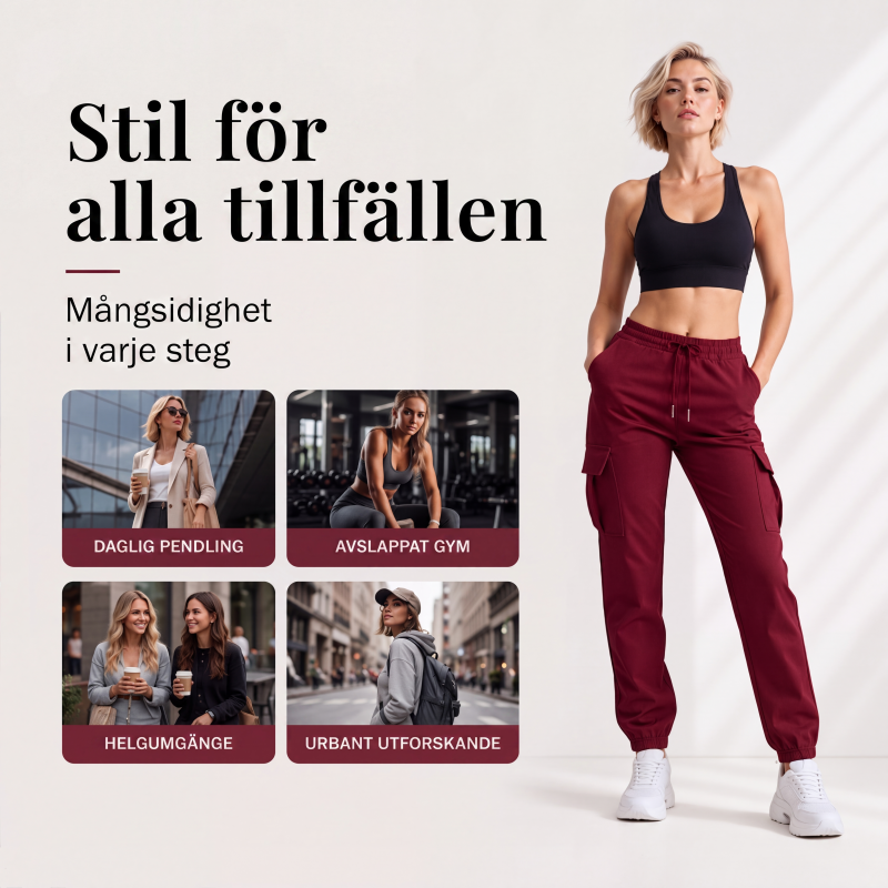 ⏰Sista dagen på rean – 50 % rabatt💃 Cargo-byxor för dam med dragsko i midjan – avslappnad funktionsstil med bekväm passform för vardagsbruk 👖