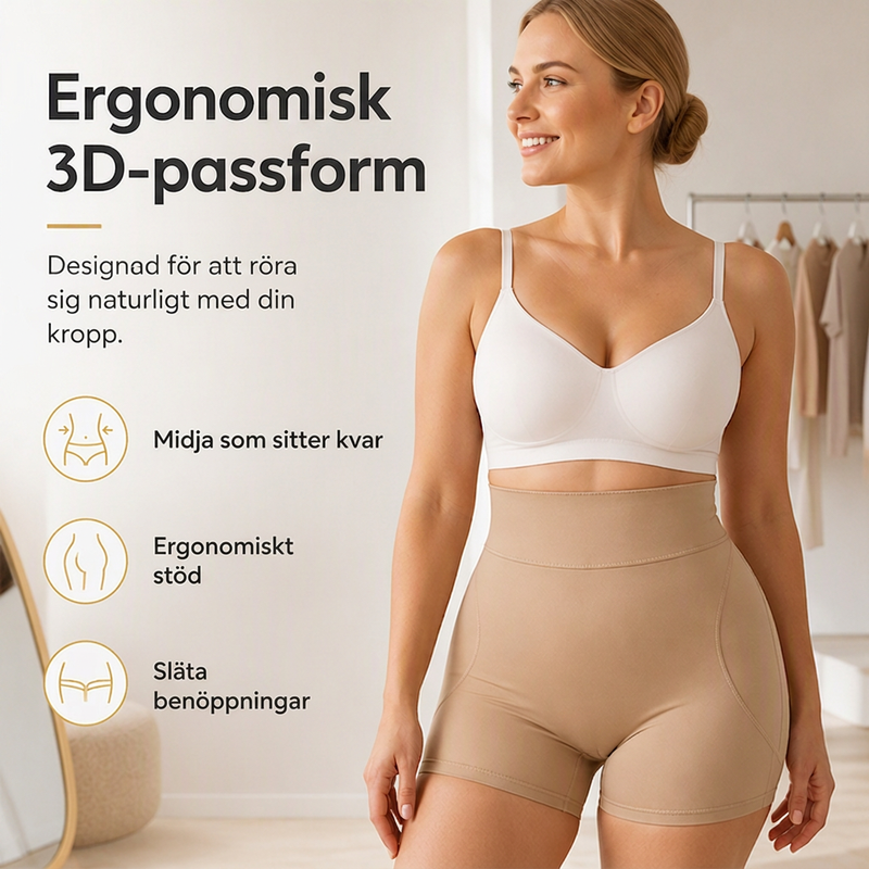 Kvinnors högmidjade vadderade shapewear-shorts med magkontroll