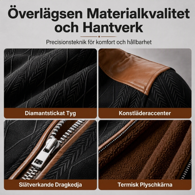 Fodrad jacka med färgblock för män, dragkedja