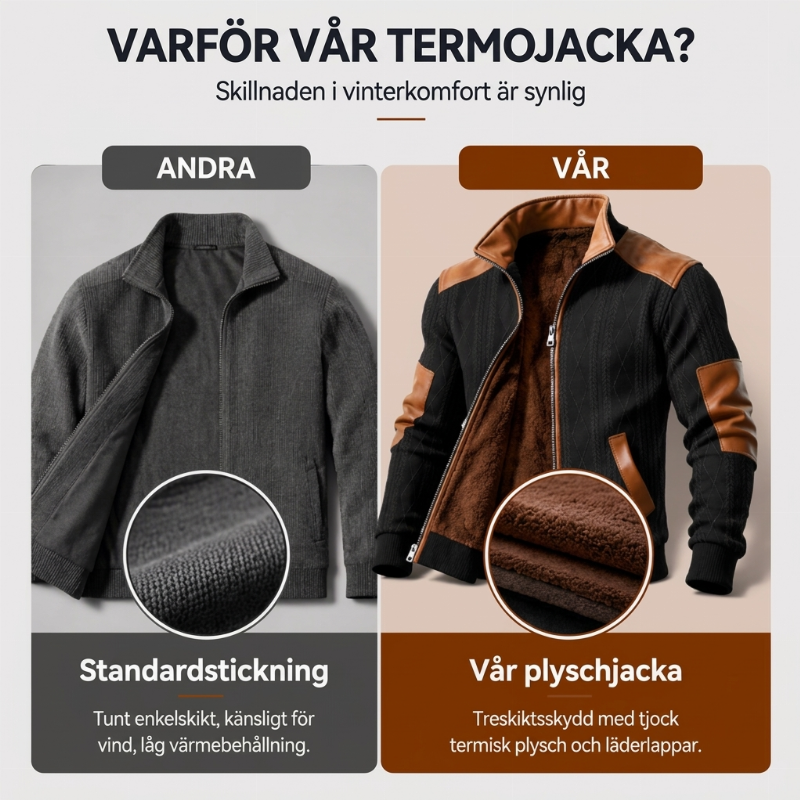 Fodrad jacka med färgblock för män, dragkedja