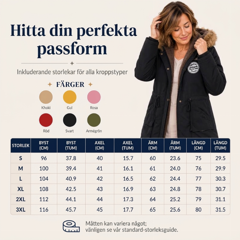 Parkajacka med huva och varmt foder för kvinnor