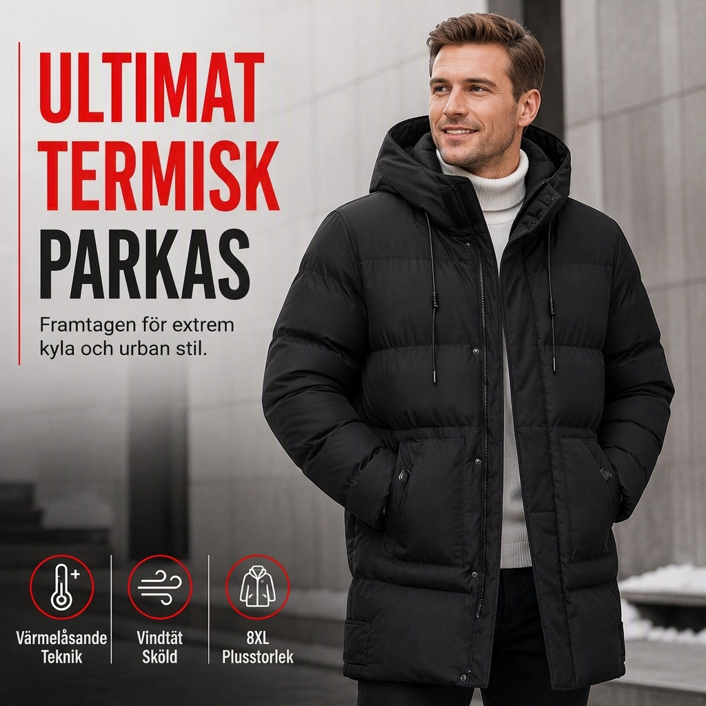 🔥Populär produkt! ✨Herrfritidsklädsel – halvlang, vadderad vinterrock med extra tjockt foder, varm ytterklädsel i stor storlek
