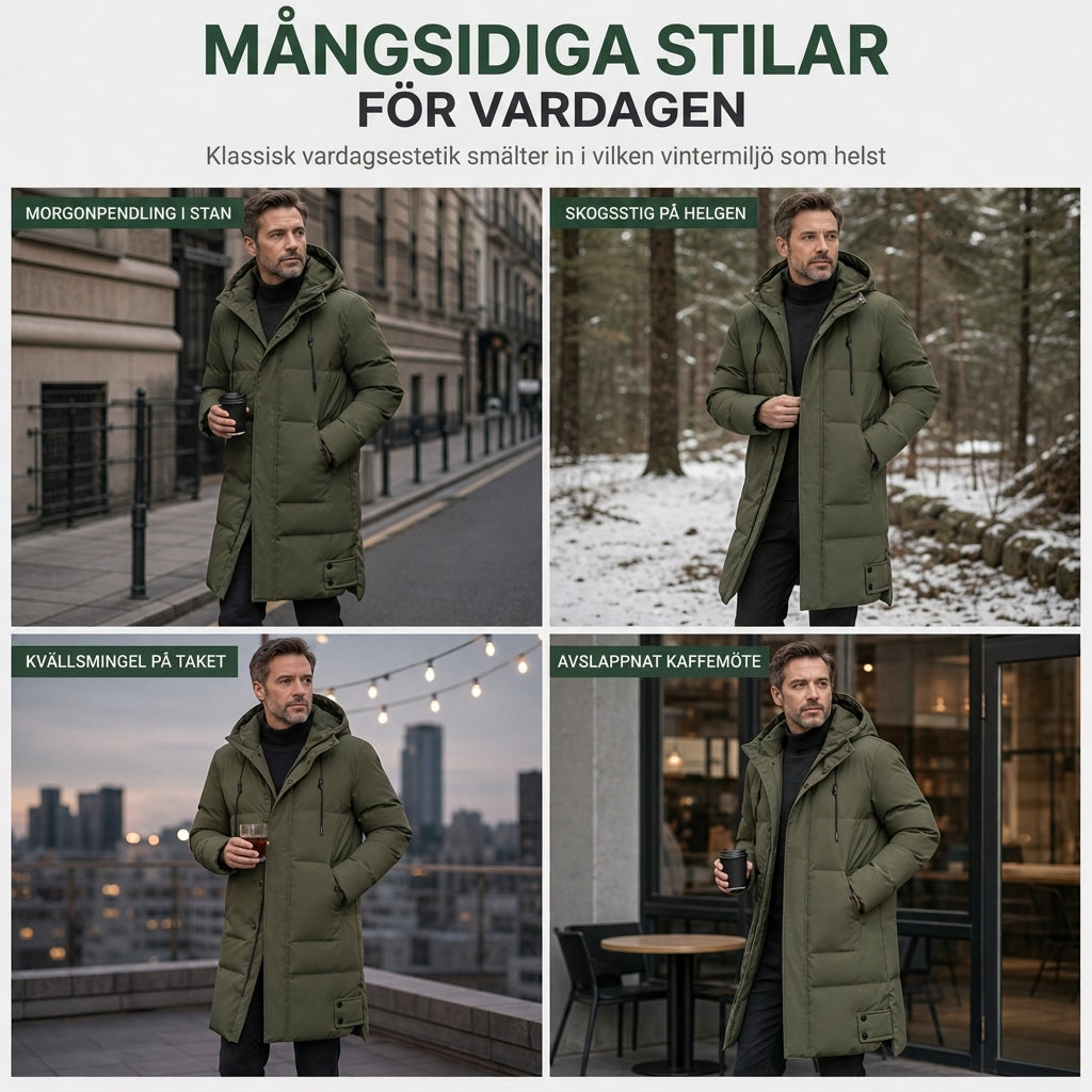 🔥Populär produkt! ✨Herrfritidsklädsel – halvlang, vadderad vinterrock med extra tjockt foder, varm ytterklädsel i stor storlek