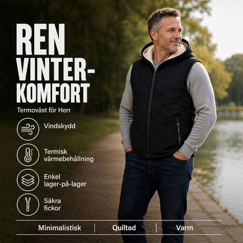 Herr varm huvväst för vinter