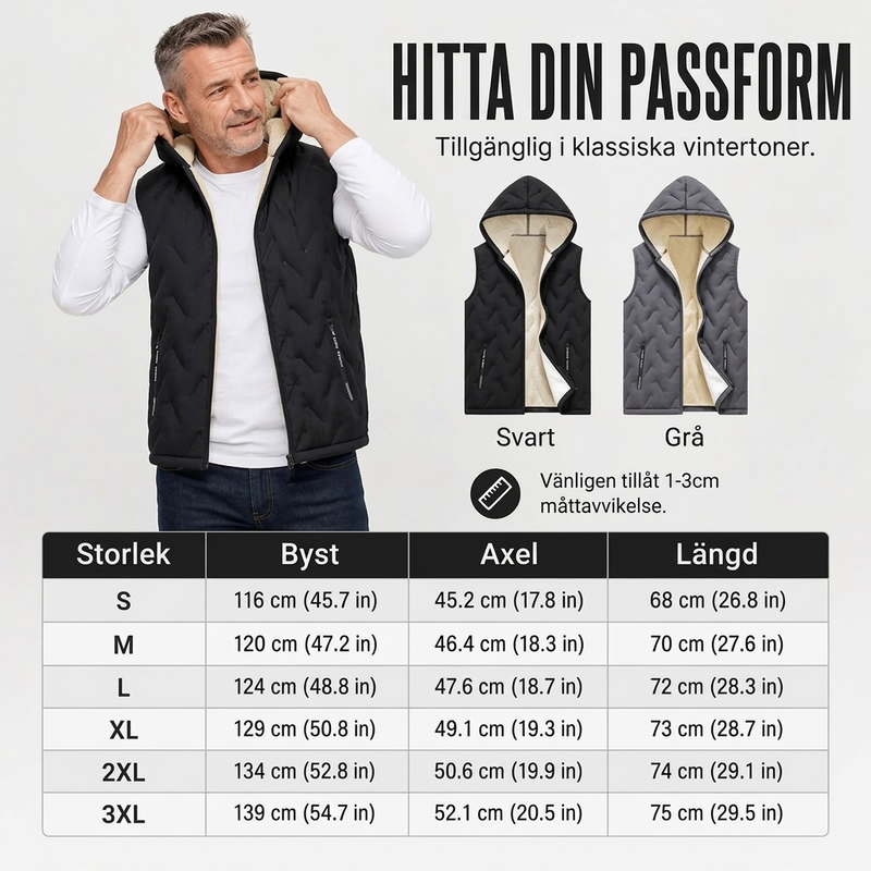 Herr varm huvväst för vinter
