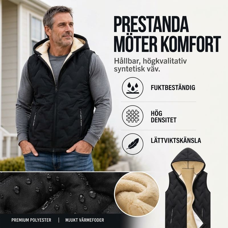 Herr varm huvväst för vinter