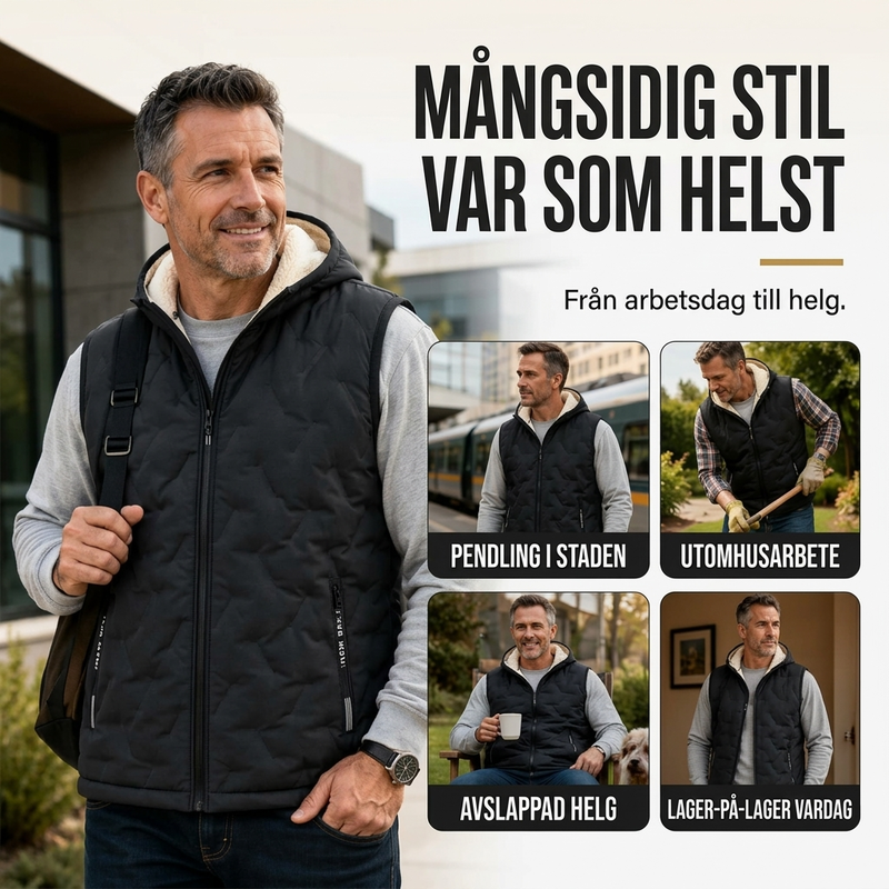 Herr varm huvväst för vinter