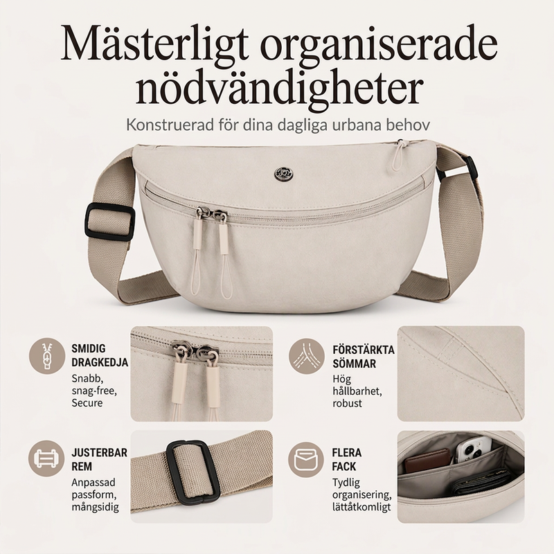 Minimalistisk axelväska i halvmåneform