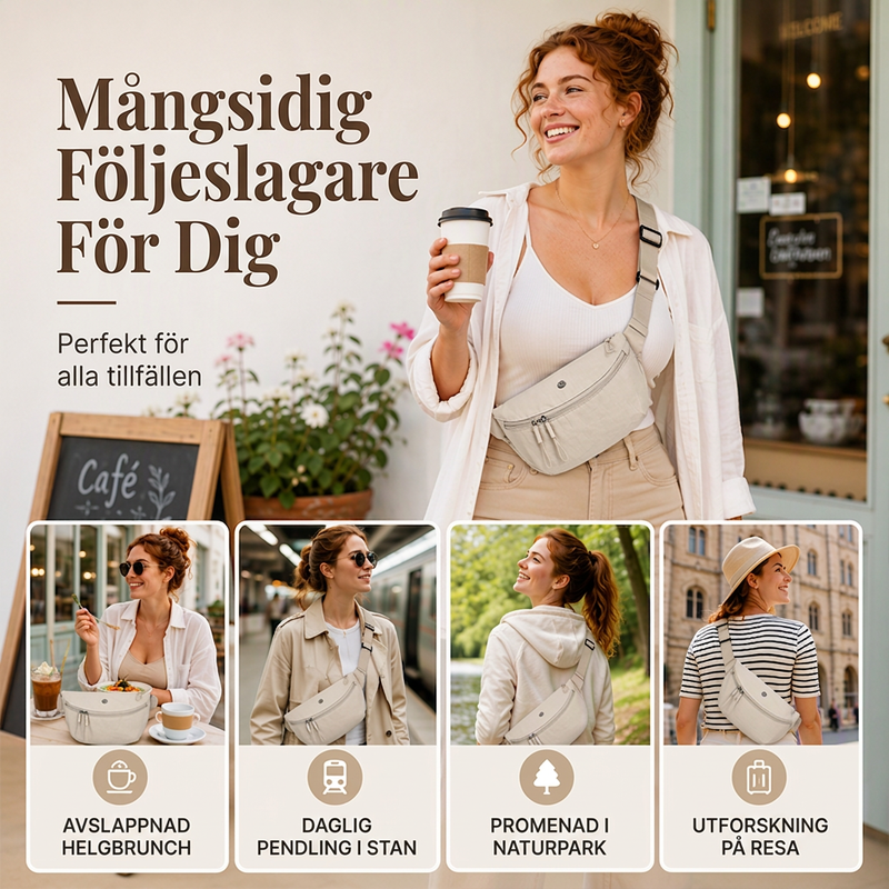 Minimalistisk axelväska i halvmåneform