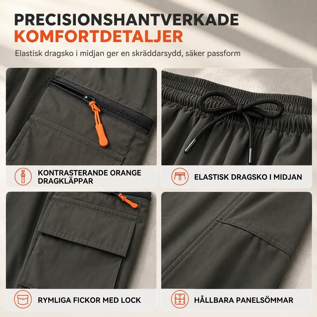 Damets lediga cargo-sweatbyxor, lös passform, snabbtorkande och andningsbara långbyxor med fickor