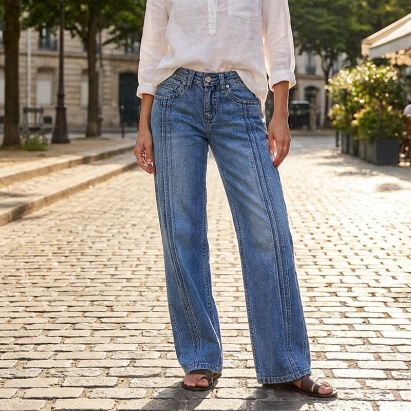 👖Vida jeans med söm fram för kvinnor