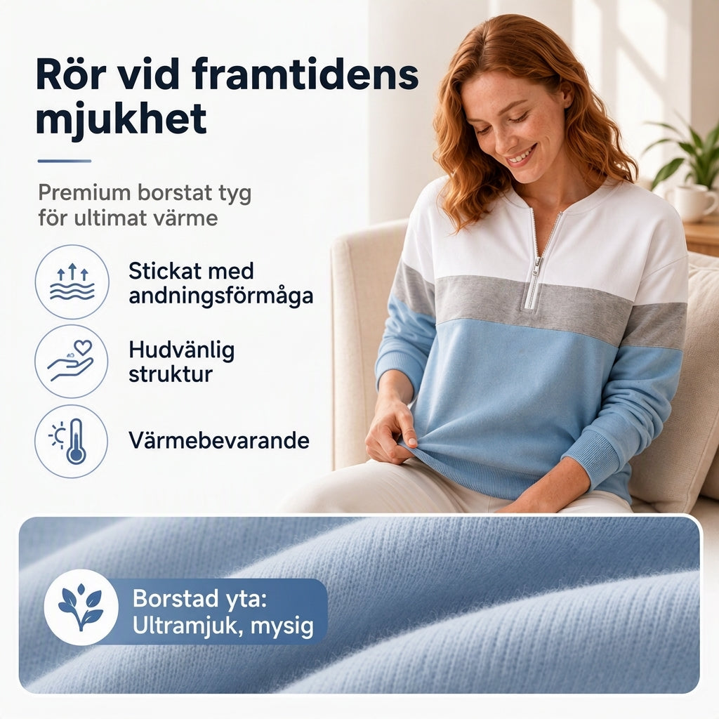 🍂Höstens bästsäljare|Mjuk stickad halvzip-tröja för kvinnor med elegant färgblockdesign
