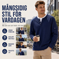 Herrars pikétröja i waffelstickad med falsk tvådelad design