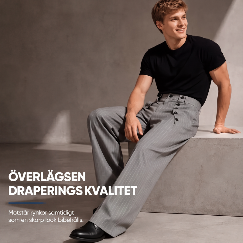 Chica höjda midja dubbelknäppta draperade byxor för män