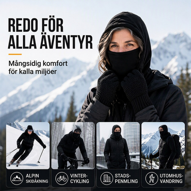 Balaklavahuvtröja med set med pekskärmsvänliga handskar och strumpor