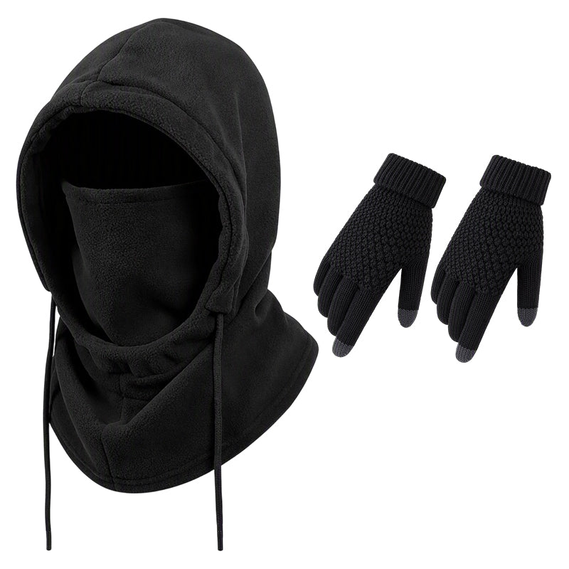 Balaklavahuvtröja med set med pekskärmsvänliga handskar och strumpor
