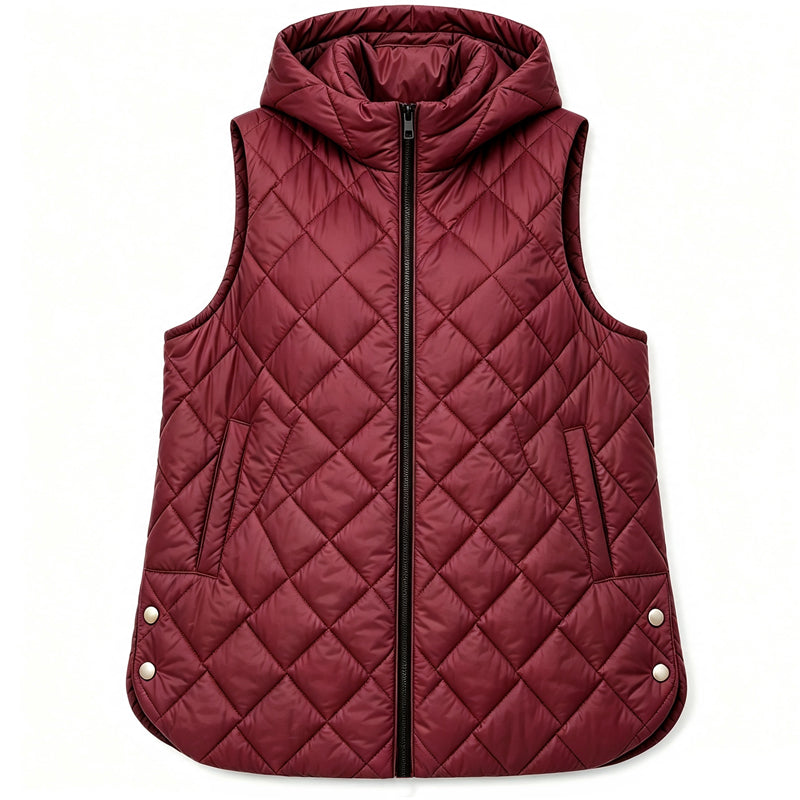 📢🎉50 % rabatt!!!🛍️✨Vadderad ärmlös huvtröja för damer, medellång, fritidsstil