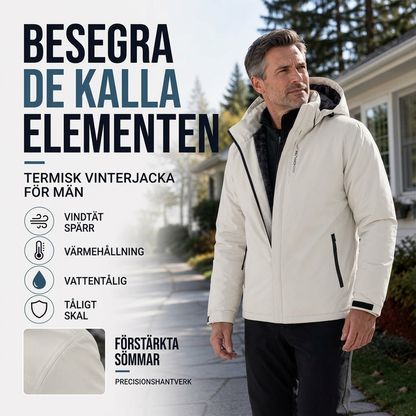 🌧️ Sista chansen ✨ Herrjacka med plyschfoder och huva – Vattentät, varm och bekväm