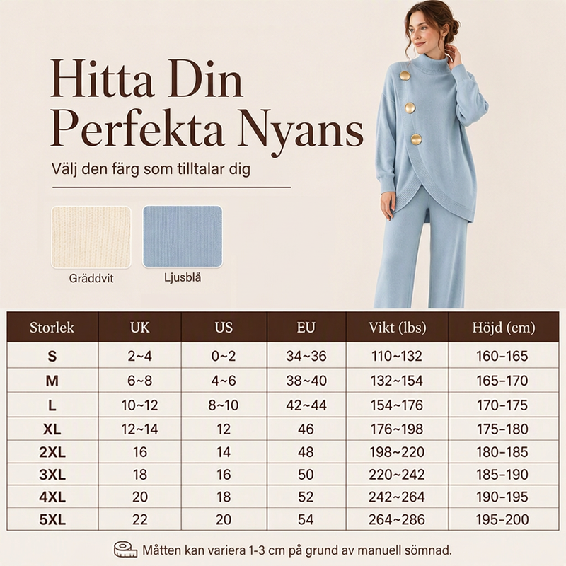 🛍️ Specialerbjudande ✨ Elegant set med damtröja med hög hals och byxor med vida ben – bekväm passform och elegant look