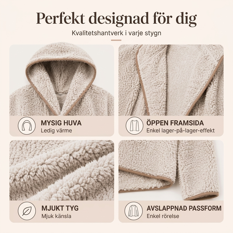Avslappnad huvtröja i plysch för kvinnor, kofta modell