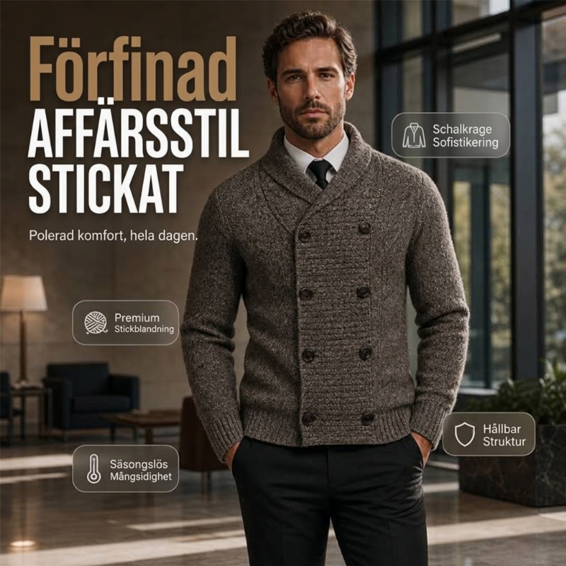 📢🎉50 % rabatt!!!🛍️✨Stickad kofta för herrar med sjalkrage och dubbelknappning