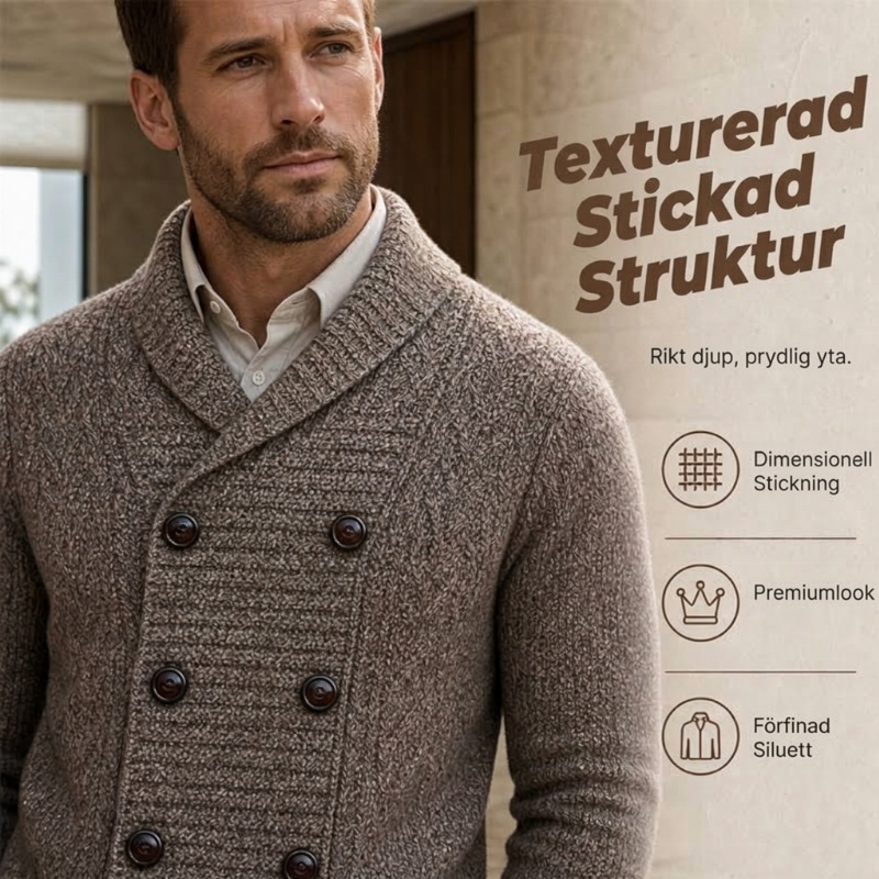 📢🎉50 % rabatt!!!🛍️✨Stickad kofta för herrar med sjalkrage och dubbelknappning