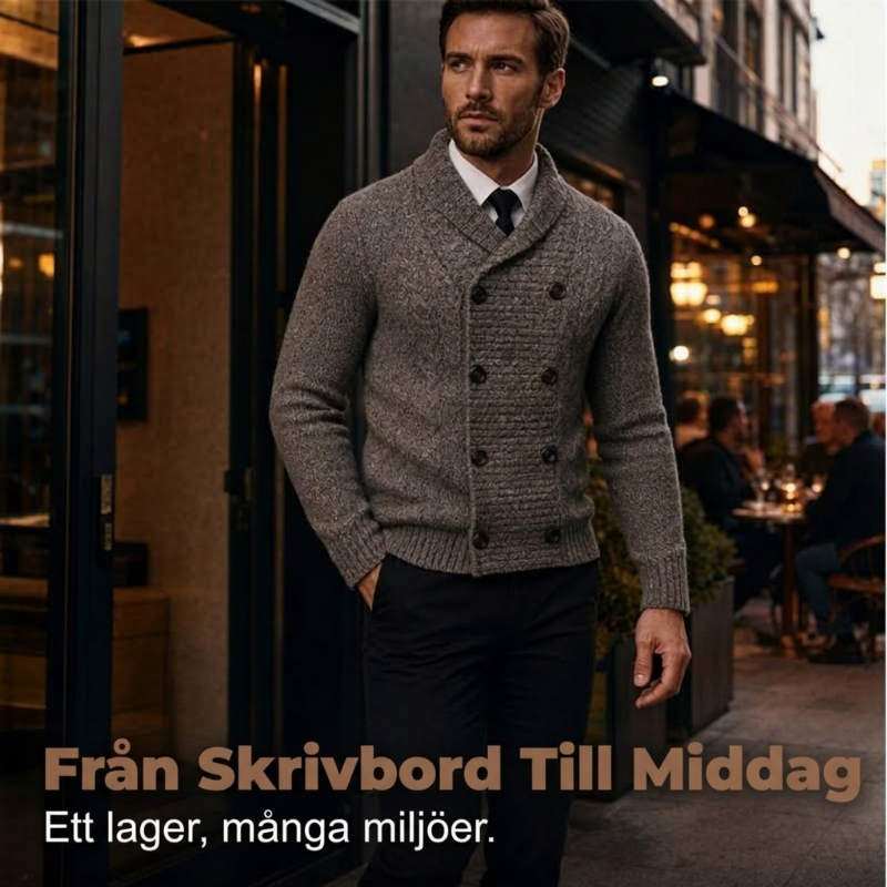 📢🎉50 % rabatt!!!🛍️✨Stickad kofta för herrar med sjalkrage och dubbelknappning