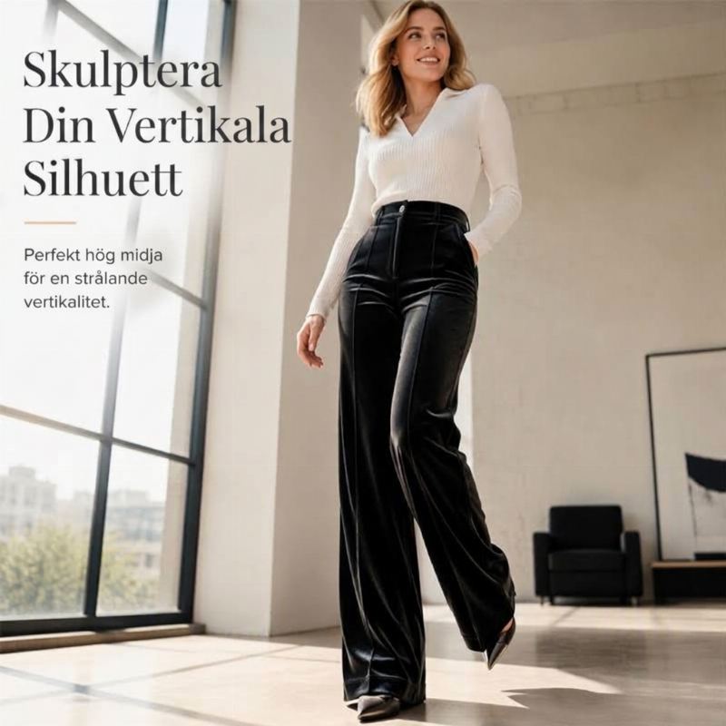✨ Effortless Polish | Dammbyxor med hög midja, draperad passform och vida ben samt sidfickor