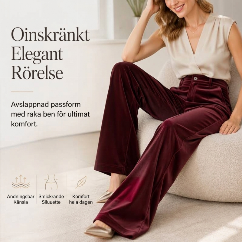 ✨ Effortless Polish | Dammbyxor med hög midja, draperad passform och vida ben samt sidfickor