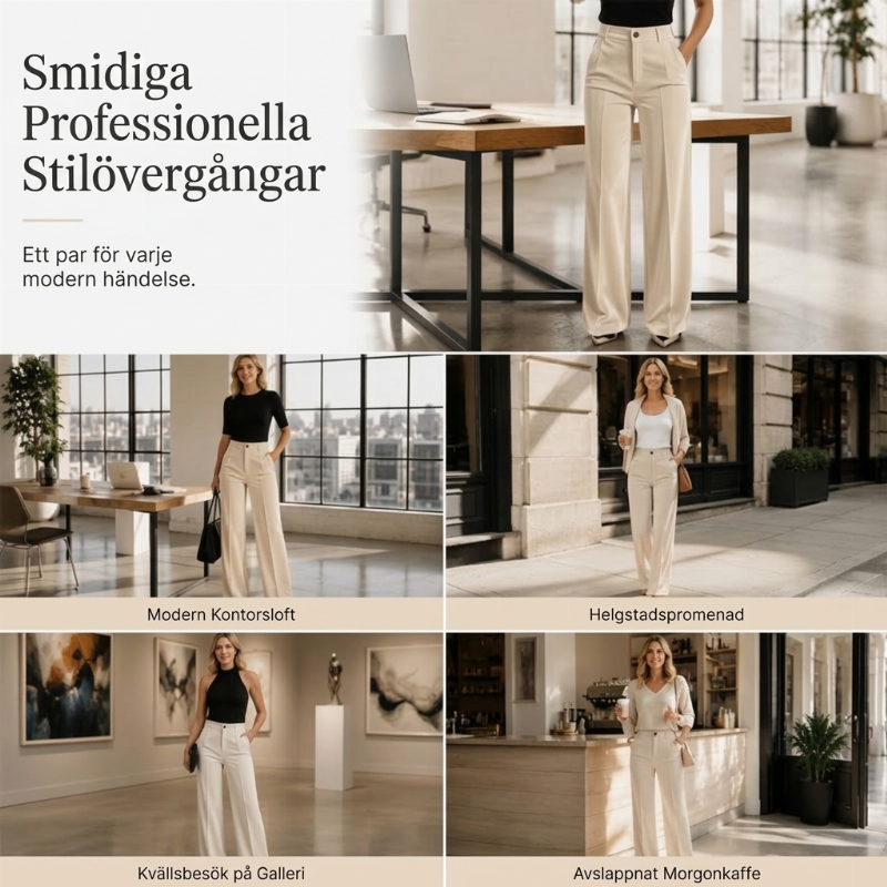 ✨ Effortless Polish | Dammbyxor med hög midja, draperad passform och vida ben samt sidfickor