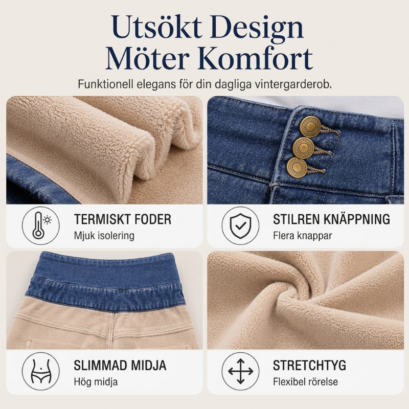 👖Damernas högmidjade skinny jeans med varmt foder