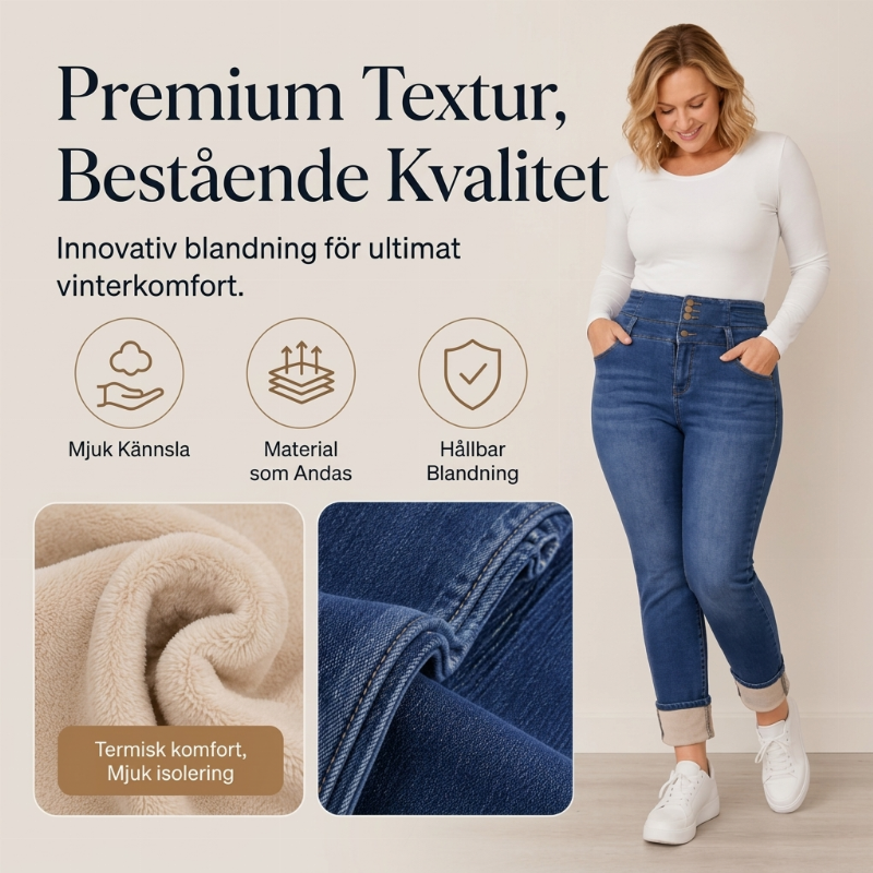 👖Damernas högmidjade skinny jeans med varmt foder