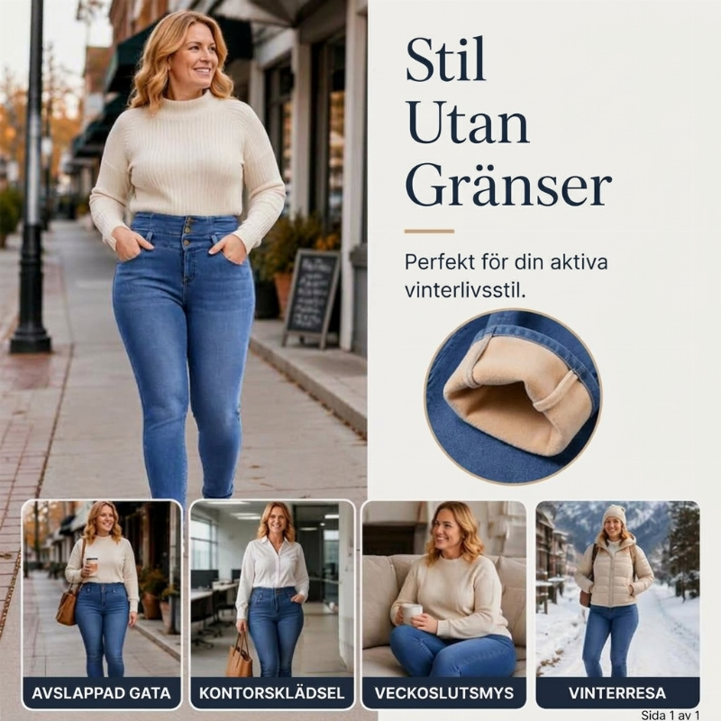 👖Damernas högmidjade skinny jeans med varmt foder