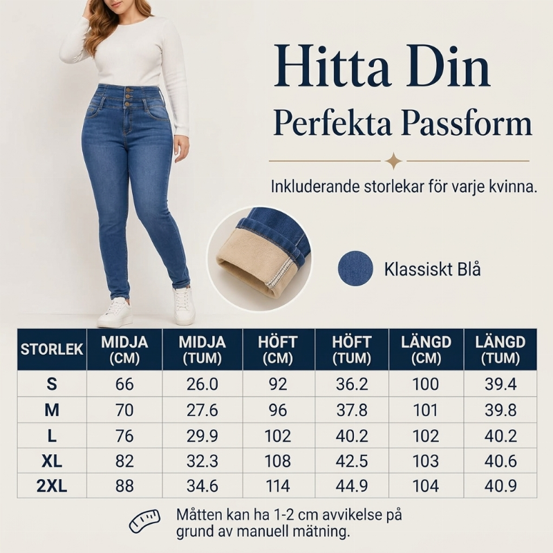 👖Damernas högmidjade skinny jeans med varmt foder