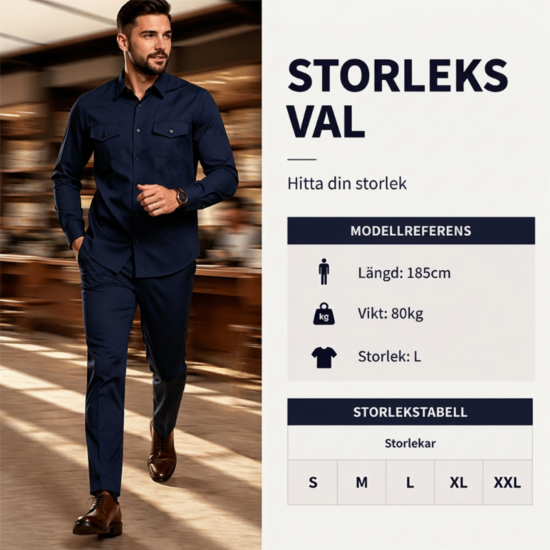 💎 Exklusivt erbjudande 👔 2-delat set för herrar med skjorta och byxor – bekvämt blandtyg, modernt utseende och lätt att kombinera
