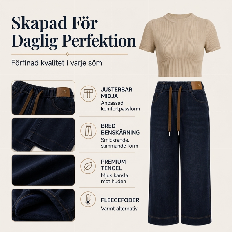 ✨ Casual-favorit 👖 Långa damjeans med dragsko – avslappnad passform, bekväma och modern denimlook