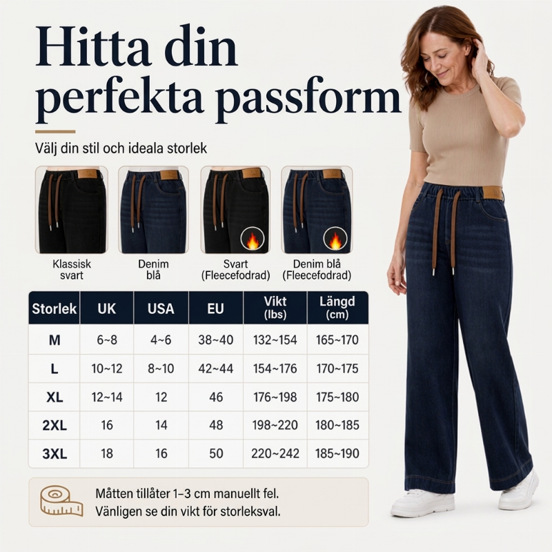 ✨ Casual-favorit 👖 Långa damjeans med dragsko – avslappnad passform, bekväma och modern denimlook