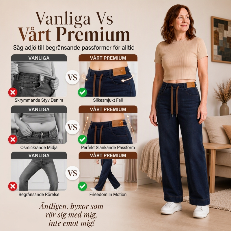 ✨ Casual-favorit 👖 Långa damjeans med dragsko – avslappnad passform, bekväma och modern denimlook