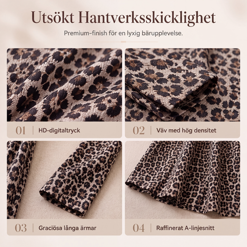 ✨Tidlös statement-stil | Långärmad maxiklänning med leopardmönster för damer
