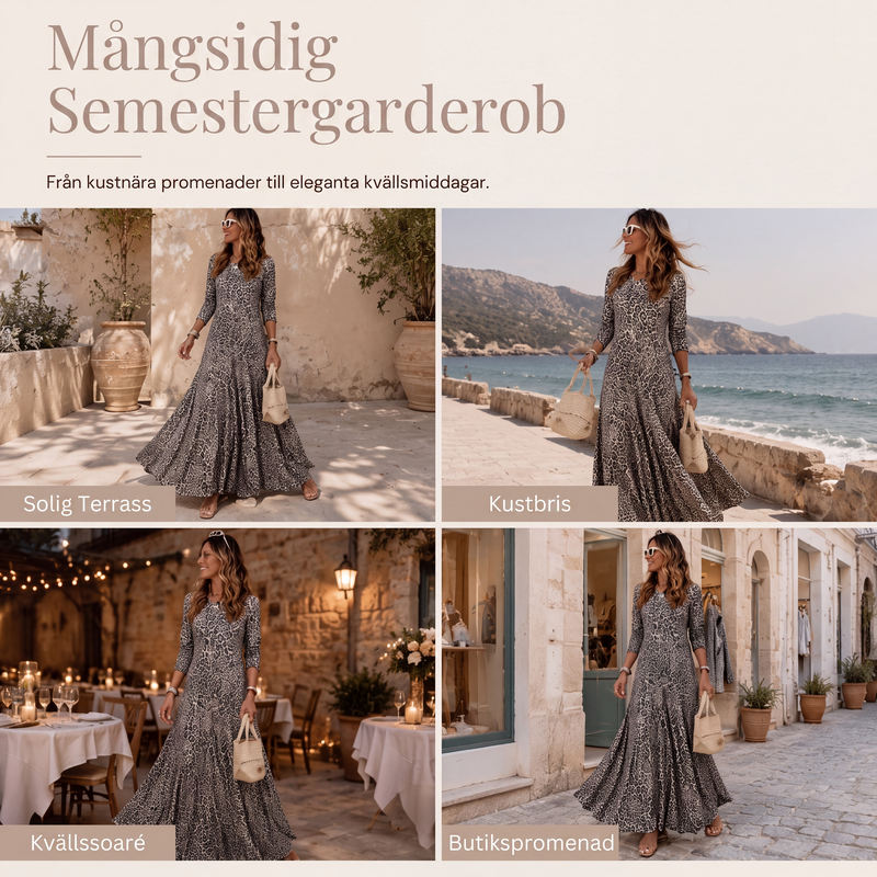 ✨Tidlös statement-stil | Långärmad maxiklänning med leopardmönster för damer