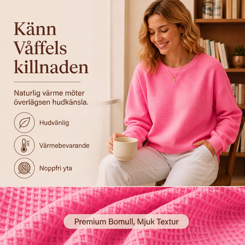 Vaddad stickad luvtröja för kvinnor med lös passform
