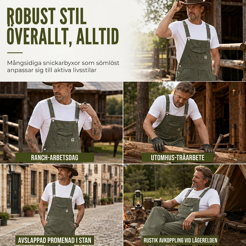 📢🎉50 % rabatt!!!🛍️✨Tjocka bomullsoveraller för herrar, avslappnad passform, raka ben, praktiska hängselbyxor med flera fickor
