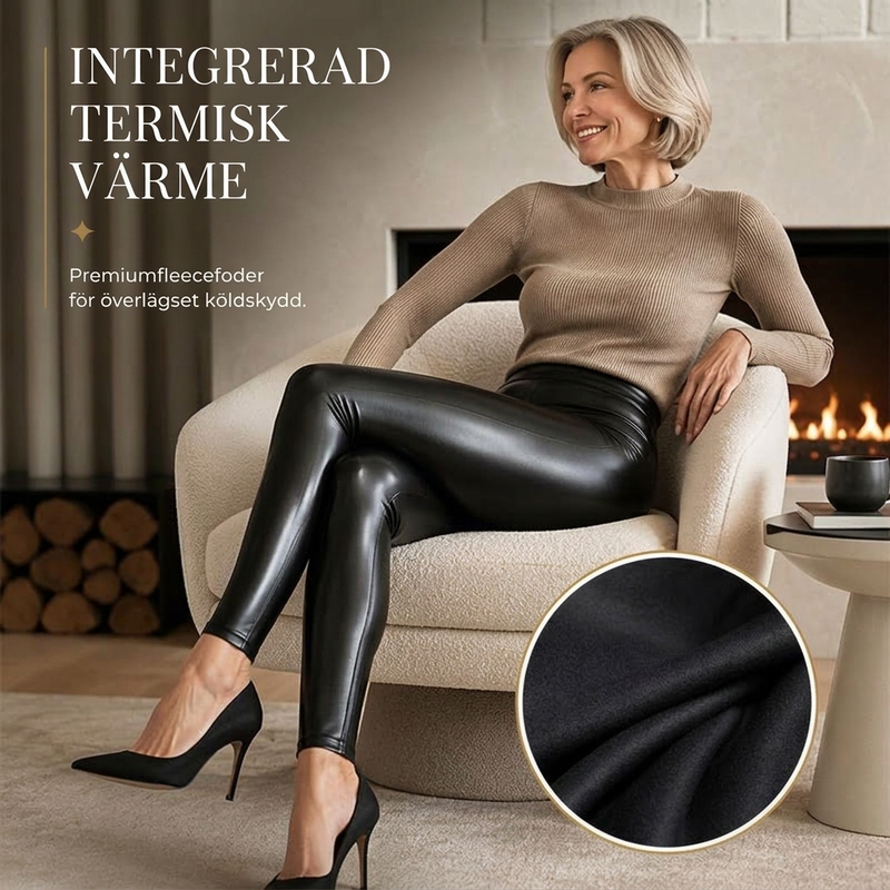Leggings i PU-läder med hög midja för damer